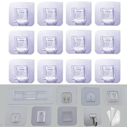 12 PCS Wall Mounted Replacement Sticky pads for Kitchen Bathroom Shower Caddy Organizer Rack Holder Nail Free Adhesive Hooks (Concave Shape) - color: Concave Shape