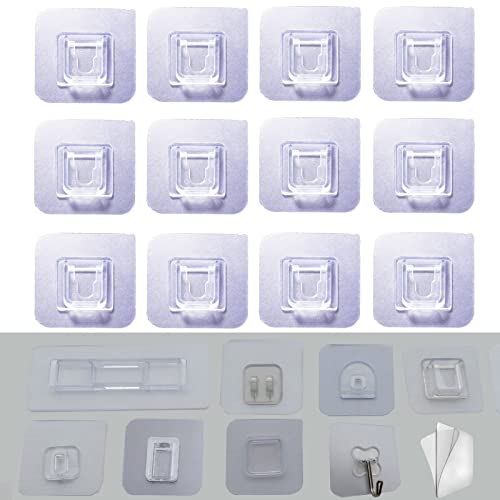 12 PCS Wall Mounted Replacement Sticky pads for Kitchen Bathroom Shower Caddy Organizer Rack Holder Nail Free Adhesive Hooks (Concave Shape) - color: Concave Shape