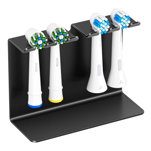 Electric Toothbrush Head Holder, Oukimly Toothbrush Holder Wall Mounted or Desktop, Metal Tooth Brush Holder, Shower Brush Head Holder, Electric Toothbrush Holder for Bathroom (Black, Large) - color: Black, size: Large