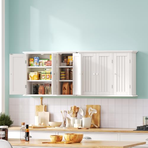 ChooChoo Laundry Cabinet with 3 Doors and Adjustable Shelves | 9.06"D x 31.1"W x 24"H, Bathroom Wall Cabinet, Cupboard, White - color: White, size: 9.06"D x 31.1"W x 23.4"H
