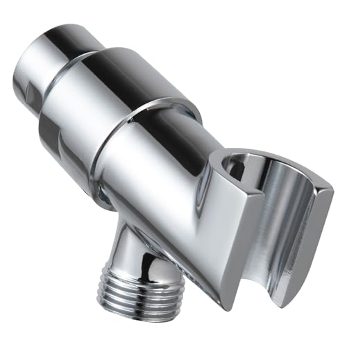 OFFO Shower Head Holder All Metal for Handheld Shower Head, Adjustable Shower Arm Mount with Solid Brass Pivot Ball, 1/2 in IPS Female Inlet and Male Outlet, Chrome - style: Chrome