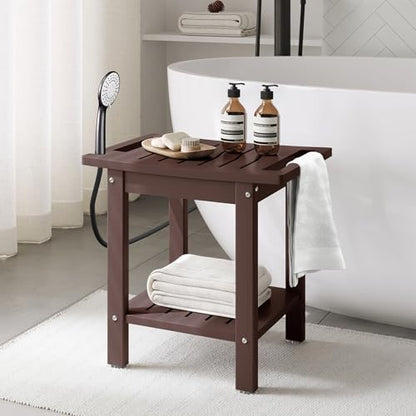 Sage HDPE Poly Plastic Waterproof Bathroom Shower Bench, Dark Brown - color: Dark Brown