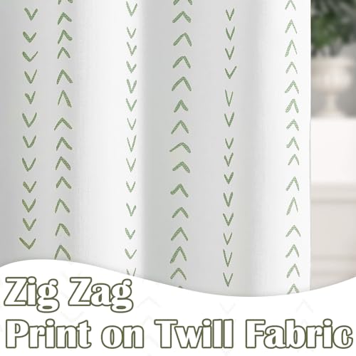 jinchan Green and White Boho Shower Curtain Herringbone Zig Zag Waterproof Fabric Bohemian Modern Farmhouse Arrow Geometric Shower Curtains for Bathroom with 12 Hooks 70x72 Inches - color: Boho Chevron Green, size: 70"W x 72"L (Pack of 1)