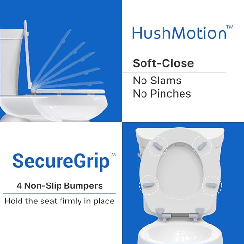Pro Elite Heavy-Duty Wood Toilet Seat, Round, White | Magnetic Quick-Release, Easy-Clean and Change, HushMotion Soft Close, StainShield High-Gloss Finish, Arch-Tite Secure Fit - color: White, size: Round