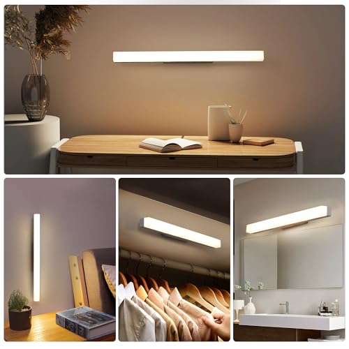 5W 16 Inches Wireless Rechargeable Wall Lights Bar,3CCT | 4000Mah Battery Operated Mirror Vanity Lights with Remote Dimmable and Timer,Magnetic Led Lights Bar for Makeup Mirror,Closet - color: 3CCT