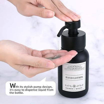 2 Pack Wall Mounted Soap Dispenser 8.5oz Refillable for Home & Hotel | Stainless steel pump head & bracket, glass bottle, wall mounted design, rust-resistant, durable, refillable - color: Black Set of 2