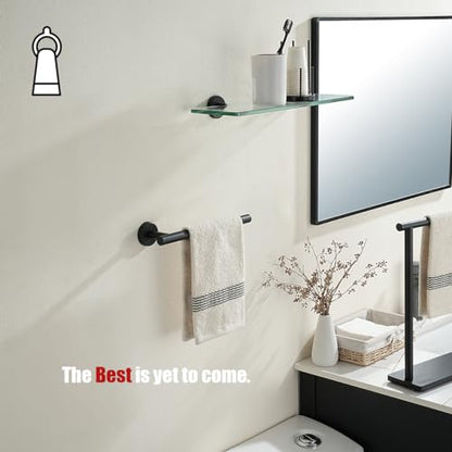JQK Hand Towel Holder Towel Ring Black, 10 Inch Thicken 0.8mm 304 Stainless Steel Bathroom Hand Towel Bar, 9 Inch Useable Length Wall Mount Towel Rack Hanger, Matte Black, THH110L9-PB - color: Matte Black