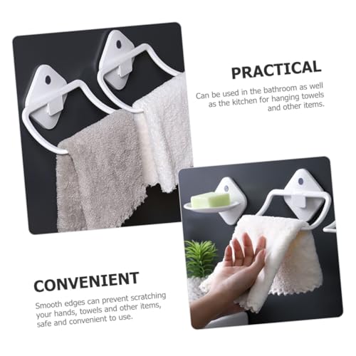 OSALADI Wall-Mounted Towel Ring White Punch-Free Adhesive Towel Holder for Bathroom Kitchen Self-Adhesive No-Drill Quick-Drying and Multi-Functional