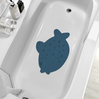 Non-Slip Bathtub Mat ZHICHENG Soft Rubber Bathroom Bathmat with Strong Suction Cups (Blue) - color: Blue
