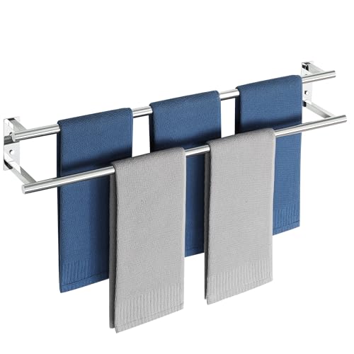 Alise 32 inch Double Towel Bar for Bathroom Wall Mounted, Polished Chrome | SUS304 Stainless Steel, Bathroom Towel Holder Towel Hanger, Towel Racks for Bathroom, Labatory, Tower Drying Rack Towel Rail - color: Polished Chrome, size: 32inch