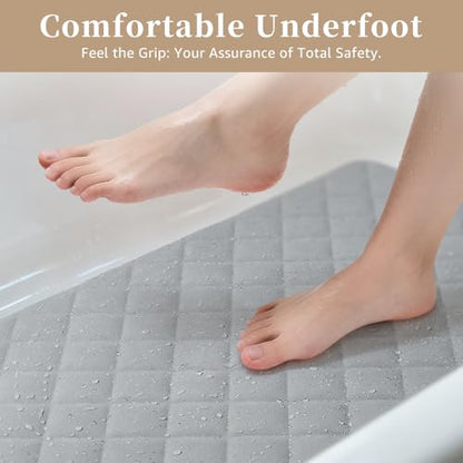 Yolife Bathtub Shower Mat Non Slip, Natural Rubber Bath Tub Floor Liner Mats with Strong Suction Cups for Inside Shower Bathroom, Machine Washable, Soft on Feet, 27.5 x 17 Inch, Grey - color: Grey