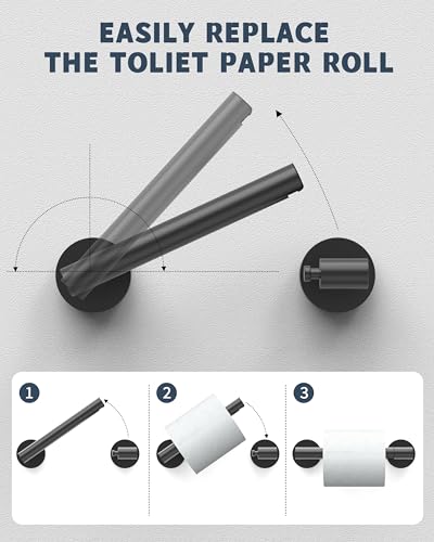 RARXTR Matte Black Toilet Paper Holder SUS304 Stainless Steel Double Post Pivoting Toilet Paper Roll Holder Wall Mounted Toilet Tissue Holder for Commercial Bathroom RV - color: Matte Black, size: Wall Mount