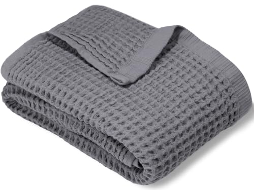 DEMMEX Organic Cotton Waffle Weave Turkish Bath Towel - Ultra Soft Lightweight Quick Dry, Oeko-Tex Certified, 100% Turkish Cotton (Gray, Large (60x30)) - color: Gray