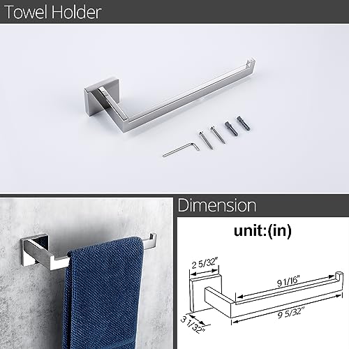 BAGNOLUX Bathroom Hardware Set 4 Pieces, Bath Towel Holder Set SUS304 Stainless Steel, Towel Bar Rack Set for Wall Mounted, Square Bathroom Accessories Set Fixture Heavy Duty Polished Chrome - color: Polished Chrome