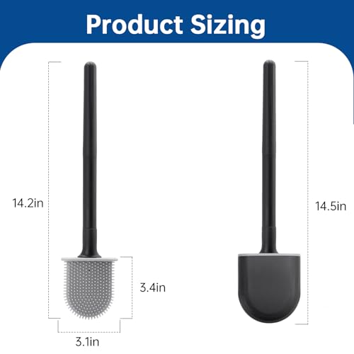RV Essentials, RV Toilet Brush Black– Camper Must Have Silicone Toilet Brush for Travel Trailer, Wall Mounted Toilet Brush-Anti-Roll, Anti-Drip Design, Camper Must Haves - color: Black
