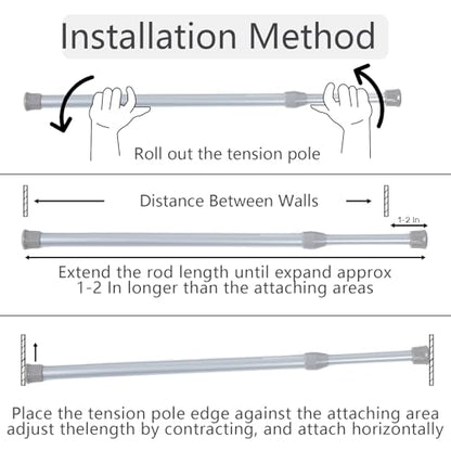 Spring Curtain Tension Rods, 1 Pcs Cupboard Bars Shower Rods 16 to 28 Inches Adjustable Extension Rod for Bathroom Window Closet Wardrobe Bar DIY Projects (Silver, 16-28 in-1 Pcs) - color: Silver, size: 16-28"-1Pcs