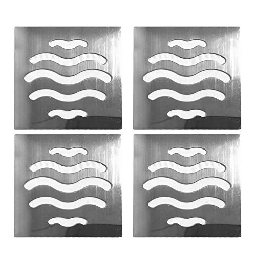 NGe 4Pcs Silver Tone 304 Stainless Steel Square Floor Drain Cover Drain Protection Cover 2.5 Inch 5 Holes - size: Square 2.5 Inch