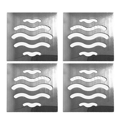 NGe 4Pcs Silver Tone 304 Stainless Steel Square Floor Drain Cover Drain Protection Cover 2.5 Inch 5 Holes - size: Square 2.5 Inch