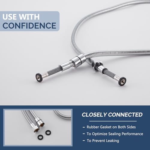 Angle Simple Replacement Shower Hose 79", Extension Hose 1/2" IPS, Chrome | Stainless Steel, Suitable for Handheld Shower Head, Dog Bathing, Bathroom Washing, Flexible, No Tangles - color: Chrome, size: 79 Inch