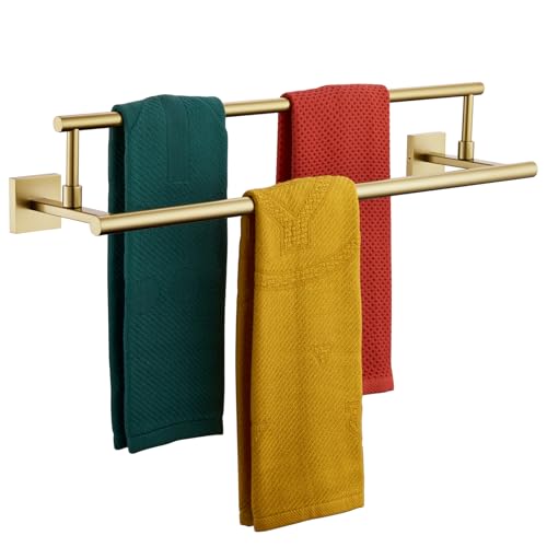 KOKOSIRI 24-Inch Towel Bars Double Bath Towel Rails Bathroom Holder Racks for Cabinet Kitchen Brushed Gold Stainless Steel B5009BG-L24 - color: Brushed Gold, size: 24-Inch