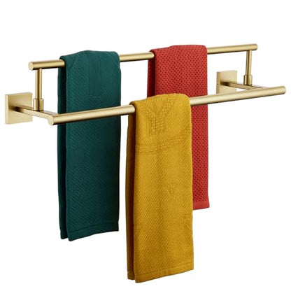 KOKOSIRI 24-Inch Towel Bars Double Bath Towel Rails Bathroom Holder Racks for Cabinet Kitchen Brushed Gold Stainless Steel B5009BG-L24 - color: Brushed Gold, size: 24-Inch