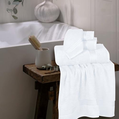 Ultra Soft 6 Pack Cotton Towel Set, Contains 2 Bath Towels 28x55 inch, 2 Hand Towels 16x24 inch & 2 Wash Coths 12x12 inch, Ideal Everyday use, Compact & Lightweight - White - color: White