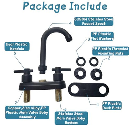 Bathroom Faucets,Black Bathroom Sink Faucet 2 Hole,Centerset 4 inch Bathroom Faucet with Two Handle,Bathroom Faucets for Sink Vanity,Black - color: Black
