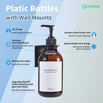 Shampoo and Conditioner Dispenser for Shower Wall 3 Chamber,Refillable Shampoo and Conditioner Bottles with Waterproof Labels,Soap Dispenser with Pumps (3 Bottles 3 Wall Mounts-Brown) - color: 3 Bottles 3 Wall Mounts-brown