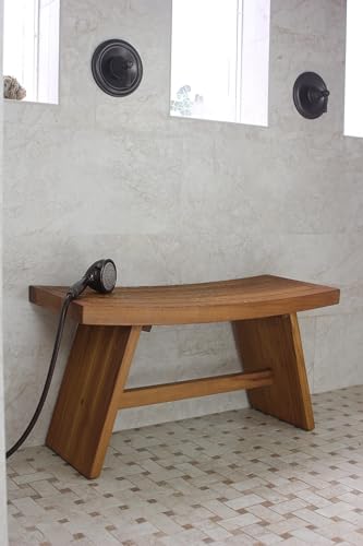 The Original 36" Asia Teak Shower Bench - A. Bench | Durable, Water-Resistant Teak, Shower Chair & Shaving Foot Rest, Indoor/Outdoor Use
