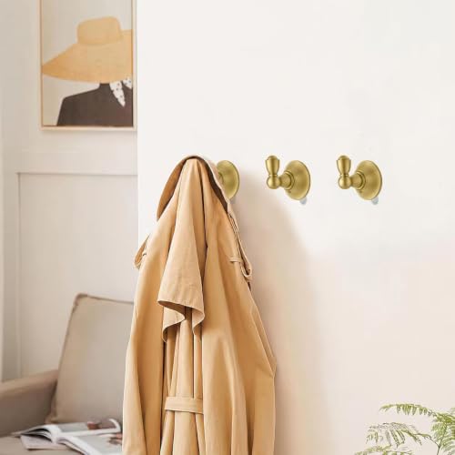 4 Pack 2-3/4inch Brushed Gold Robe Hooks | Solid Zinc Alloy | Wall Mounted | Coat Hooks | Hooks Wall Mounted Robe Hooks | For organization in bathrooms entrances. - color: Brushed Gold
