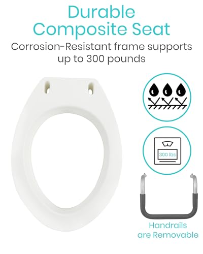 Vive Raised Toilet Seat Riser for Seniors (with Handles) - Handicap Rail | Grab Bar Seat for Over Toilet - Elevated Safety for Elderly, Disabled, Medical - Elongated - size: Elongated