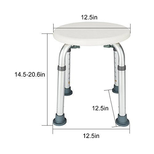 Shower Chair Bath Seat, 330lbs Adjustable Bath Chair, Shower Stools for Seniors, Handicap Bathroom Stool, Round Bathtud Seat, White