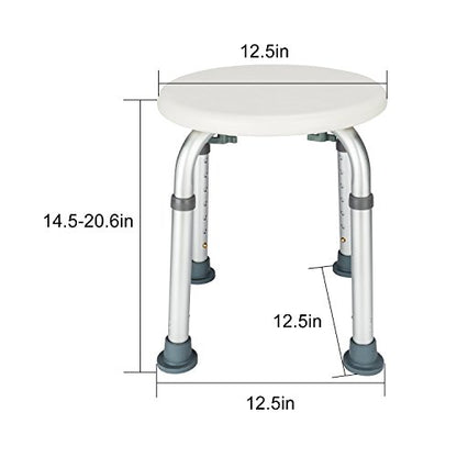Shower Chair Bath Seat, 330lbs Adjustable Bath Chair, Shower Stools for Seniors, Handicap Bathroom Stool, Round Bathtud Seat, White