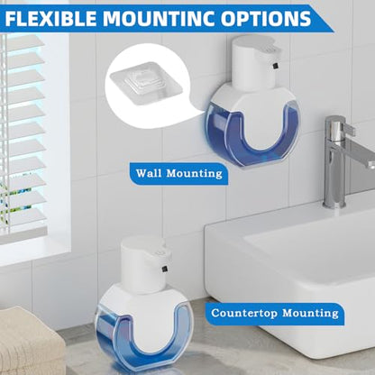 Automatic Soap Dispenser Touchless,Rechargeable Foaming Soap Dispenser,15oz/420ml Smart Hand Soap Dispensers,4-Level Adjustable,Wall Mount for Bathroom Kitchen Dish Soap,Hands-Free - color: White, style: Foam