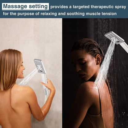 BRIGHT SHOWERS Handheld Shower Head Set High Pressure Hand Held Showerhead with 60 Inch Flexible Shower Hose and Adjustable Shower Arm Mount Bracket, 3 Spray Settings Shower Wand, Brushed Nickel - color: Brushed Nickel, size: 1.8 Gallon Per Minute