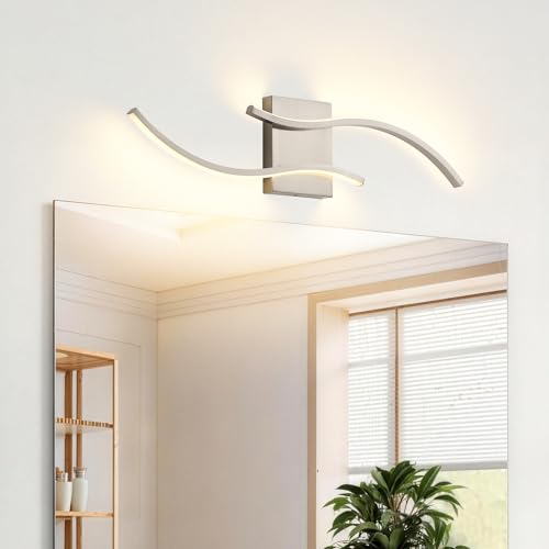 KARTOOSH Bathroom Light Fixtures Over Mirror, 3CCT Dimmable Modern Vanity Light, 23.6 in Brushed Nickel LED Vanity Lighting Bar for Bathroom, Bathroom Wall Lamp (2 Pack) - color: Brushed Nickel, size: 23.6 in