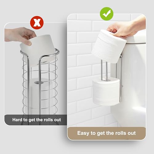 Toilet Paper Holder Wall Mount, Storage Extra 2 Roll Tissue, Over The Tank Toilet Paper Holder, Brushed Nickel and Chrome Tissue Holder for Bathroom Organizer, Adhesive Paper Holder, 1Pcs - color: Silver, 1pcs, 8.67in