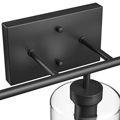 Aipsun 3 Lights Black Vanity Light Fixtures Over Mirror with Clear Glass Shades Industrial Wall Light Fixture for Bathroom(Exclude Bulb) - size: 24.4 inch