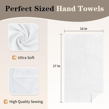 FIXSMITH Salon Towels 12 Pack, White Hand Towels for Bathroom, Quick Dry Gym Towels, Spa Face Towel, Absorbent Microfiber Towels for Salon, Barber, Gym, Bath, Pedicure and Home Hair Care,16 x 27 in - color: White