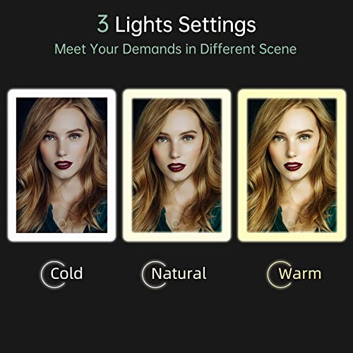 FUNTOUCH Rechargeable Portable Makeup Mirror with 72 LED Lights 1X/5X | Travel Lighted 1X/5X Magnification, 3 Color Lighting,Dimmable Touch Screen, Tabletop Folding Cosmetic Lights - color: Bright White