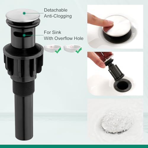 CREA Waterfall Bathroom Faucet 1 Hole Single Handle Brushed Nickel Bathroom Sink Faucet with Drain/ 3 Hole Deck Plate Stainless Steel Vanity Basin Mixer Tap(cUPC Hot Cold Water Supply Line) - color: Brushed Nichel, style: Open Waterfall