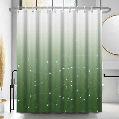 Green and White Ombre Shower Curtain, Cloth Waterproof Geometric Shower Curtains Set for Bathroom, Machine Washable Bathroom Curtain with 10 Hooks, 60x72 Inches - color: Ombre Geometric - Green, size: 60"W x 72"L (Pack of 1)