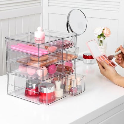 Vtopmart Acrylic Desk Organizer with 8 Drawers for Office, Makeup, Crafts | Clear Storage Drawers for Office Supplies, Desktop Organization for Makeup, Jewelry, Art Crafts, Bead, Pen, Stationary - style: C