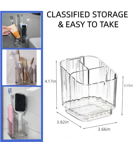 Toothbrush Holder, 3 Slot Wall Mounted with Divider Kitchen Office