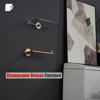JQK Champagne Bronze Toilet Paper Holder, 5 Inch Tissue Paper Dispenser for Bathroom, 304 Stainless Steel Thick 0.8mm Wall Mount 2 Pack, TPH100-CB-P2 - color: Champagne Bronze, size: Bar(2 Pack)
