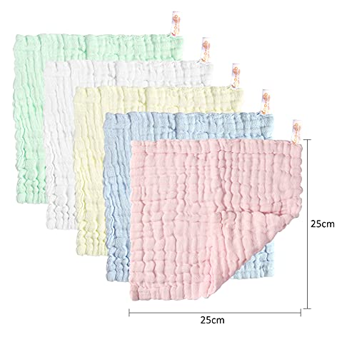 Soft Newborn Essentials - Muslin Washcloths & Towels for Sensitive Skin - 10 Pack, 10x10 Inches - Baby Register Shower Gift - color: 10-pcs (Multicolor)