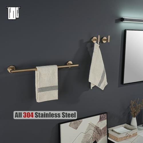 JQK Champagne Bronze Towel Bar, 20.5 Inch 304 Stainless Steel Thicken 0.8mm Towel Rack Bathroom, Towel Holder Wall Mount, Useable Length 18 Inch, TB110L18-CB - color: Champagne Bronze, size: 20.5 Inch