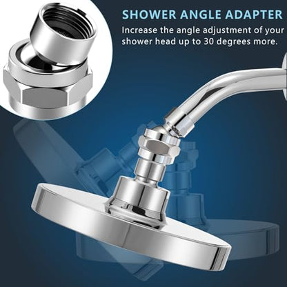 Voolan Solid Metal Shower Head Swivel Ball Adapter, Adjustable Pivot Ball To Adjust Showerhead Angle, Universal Connector Joint Fits Fixed, Hand Held & Rain Shower, Chrome - color: Chrome