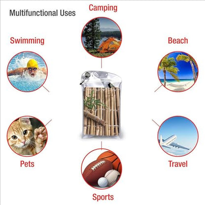 Large Bamboo Raft Bath Towel Super Absorbent Quick Dry Bathroom Towel Sand Free Microfiber Beach Towels for Bathroom, Gym, Spa and Hotel Towel 27.5"x55"