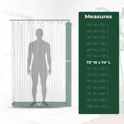 Clear Shower Curtain Liner with Side Suction Cups, Premium PEVA Plastic Shower Liner with 3 Magnets, Waterproof Bathroom Curtain, 72 x 74, Clear - color: 1. Clear, size: 72"W x 74"L (Pack of 1)